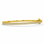Load image into Gallery viewer, Yellow Gold Black Diamond Bangle Bracelet with Round Black Diamonds, Slim Rigid Design, Front View Render on White Background
