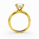 Load image into Gallery viewer, Round solitaire natural diamond engagement ring in 18K yellow gold, side profile on white background.