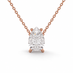 Load image into Gallery viewer, Pear-cut lab-grown diamond pendant necklace in rose gold, shown in a close-up front view on a fine chain