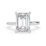 Load image into Gallery viewer, Emerald cut natural diamond solitaire engagement ring in white gold, front view