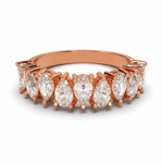 Load image into Gallery viewer, Rose gold half eternity ring featuring nine pear-cut lab-grown diamonds in a clean, balanced layout