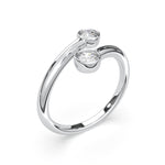 Load image into Gallery viewer, Open cuff ring with two natural round diamonds in white gold, top angle view