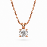 Load image into Gallery viewer, Rose gold necklace with a natural round brilliant diamond solitaire pendant and V-shaped bail