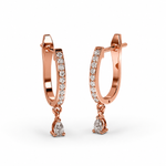 Load image into Gallery viewer, Lab-grown pear drop diamond hoop earrings with round diamonds, front view