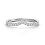 Load image into Gallery viewer, White gold V ring with reversed contour, accented by round lab-grown diamonds, front view