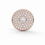 Load image into Gallery viewer, Triple halo lab-grown diamond stud earring in rose gold with round center stone and three pavé diamond rows
