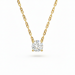 Load image into Gallery viewer, Round solitaire lab-grown diamond necklace in yellow gold, front view