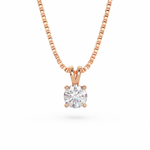 Load image into Gallery viewer, Round lab-grown diamond solitaire pendant necklace in rose gold on a rose gold chain