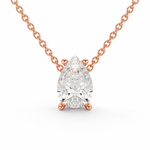 Load image into Gallery viewer, Close-up of pear cut lab-grown diamond pendant set in rose gold