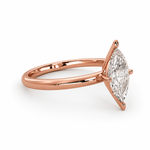 Load image into Gallery viewer, Marquise solitaire natural diamond engagement ring in rose gold – side view