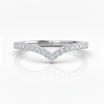 Load image into Gallery viewer, White gold V-shaped natural diamond ring, offset front view