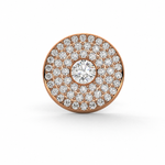 Load image into Gallery viewer, Triple halo lab-grown diamond stud earring in rose gold with round center stone and three pavé diamond rows