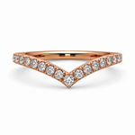Load image into Gallery viewer, Rose gold V-shape diamond ring with round natural stones, inverted front view