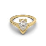 Load image into Gallery viewer, Fifty Fifty natural pear shape diamond ring in yellow gold with pear cut diamond in mixed bezel and prong setting