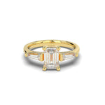 Load image into Gallery viewer, Emerald cut natural diamond ring with tapered sides in yellow gold ā front view