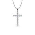 Load image into Gallery viewer, White gold diamond cross necklace with lab grown diamonds