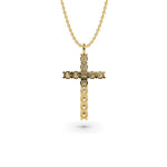 Load image into Gallery viewer, Back view of yellow gold diamond cross pendant showing the rear structure and craftsmanship