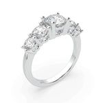 Load image into Gallery viewer, Five Stone Natural Diamond Ring in white gold, angled top view on white background