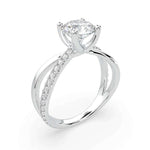 Load image into Gallery viewer, X-shank round brilliant natural diamond engagement ring side profile