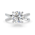 Load image into Gallery viewer, X-shank round brilliant natural diamond engagement ring front view