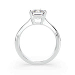 Load image into Gallery viewer, Emerald cut natural diamond solitaire engagement ring in white gold, side profile