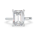 Load image into Gallery viewer, Emerald cut solitaire lab-grown diamond ring in white gold, front view