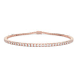 Load image into Gallery viewer, Classic round tennis bracelet with natural diamonds in rose gold, studio view