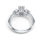 Load image into Gallery viewer, three stone oval cut natural diamond ring rear view with pear shaped side stones
