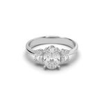 Load image into Gallery viewer, Three-stone oval diamond engagement ring with natural diamonds