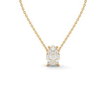 Load image into Gallery viewer,
Pear cut lab-grown diamond pendant necklace in yellow gold, full necklace view