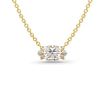 Load image into Gallery viewer, Marquise natural diamond pendant necklace in yellow gold, horizontal solitaire design