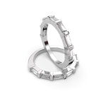 Load image into Gallery viewer, Side view of east-west baguette lab grown diamond half eternity ring showing stone setting