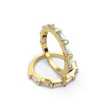 Load image into Gallery viewer, Natural diamond east-west baguette half eternity ring in yellow gold