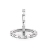 Load image into Gallery viewer, East-west baguette lab grown diamond half eternity ring in white gold on white background