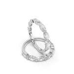 Load image into Gallery viewer, Angled side profile of a white gold east-west marquise lab-grown diamond half eternity ring