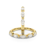 Load image into Gallery viewer, East-west marquise lab-grown diamond half eternity ring in yellow gold, modern design