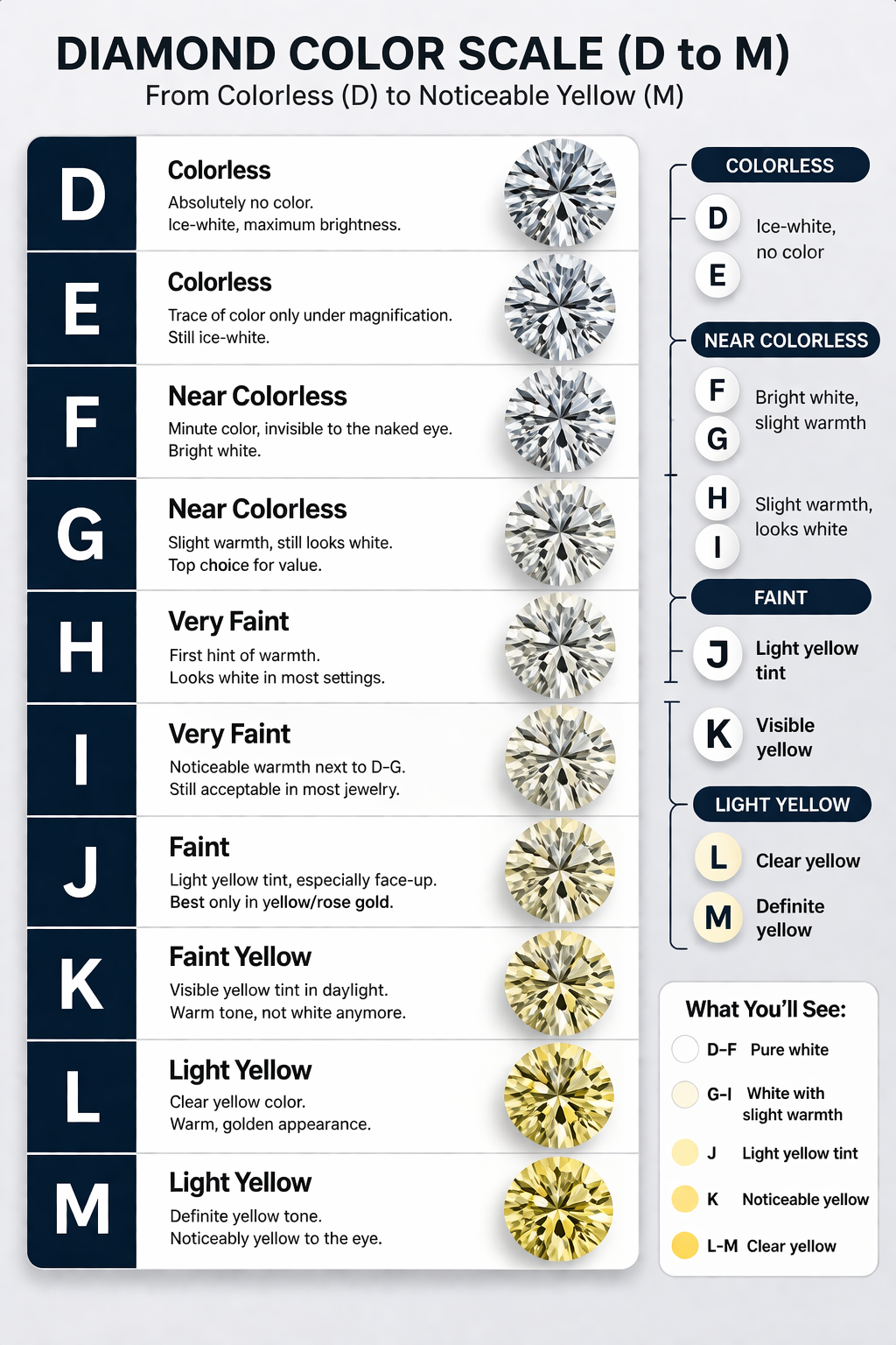 Diamond Colur R Diamond Color Explained: Choosing the Right Color Without Overpaying ...