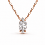 Load image into Gallery viewer, Front view of a marquise lab-grown diamond solitaire pendant necklace in 14K rose gold on a white background.