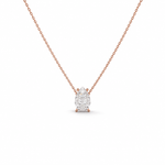 Load image into Gallery viewer, Rose gold natural pear-cut diamond pendant necklace, front view on a white background