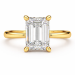 Load image into Gallery viewer, Emerald cut natural diamond solitaire engagement ring in yellow gold, front view
