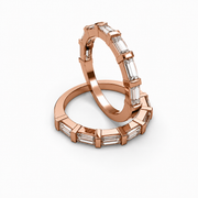 Natural diamond east-west baguette half eternity ring in rose gold