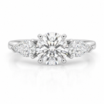 Load image into Gallery viewer, Three Stone Natural Diamond Ring Round Pear Sides