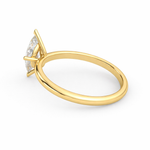Load image into Gallery viewer, Marquise cut lab-grown diamond solitaire ring in yellow gold, back angle view