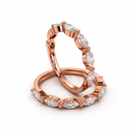 Load image into Gallery viewer, East-West marquise natural diamond half eternity ring in rose gold, angled view