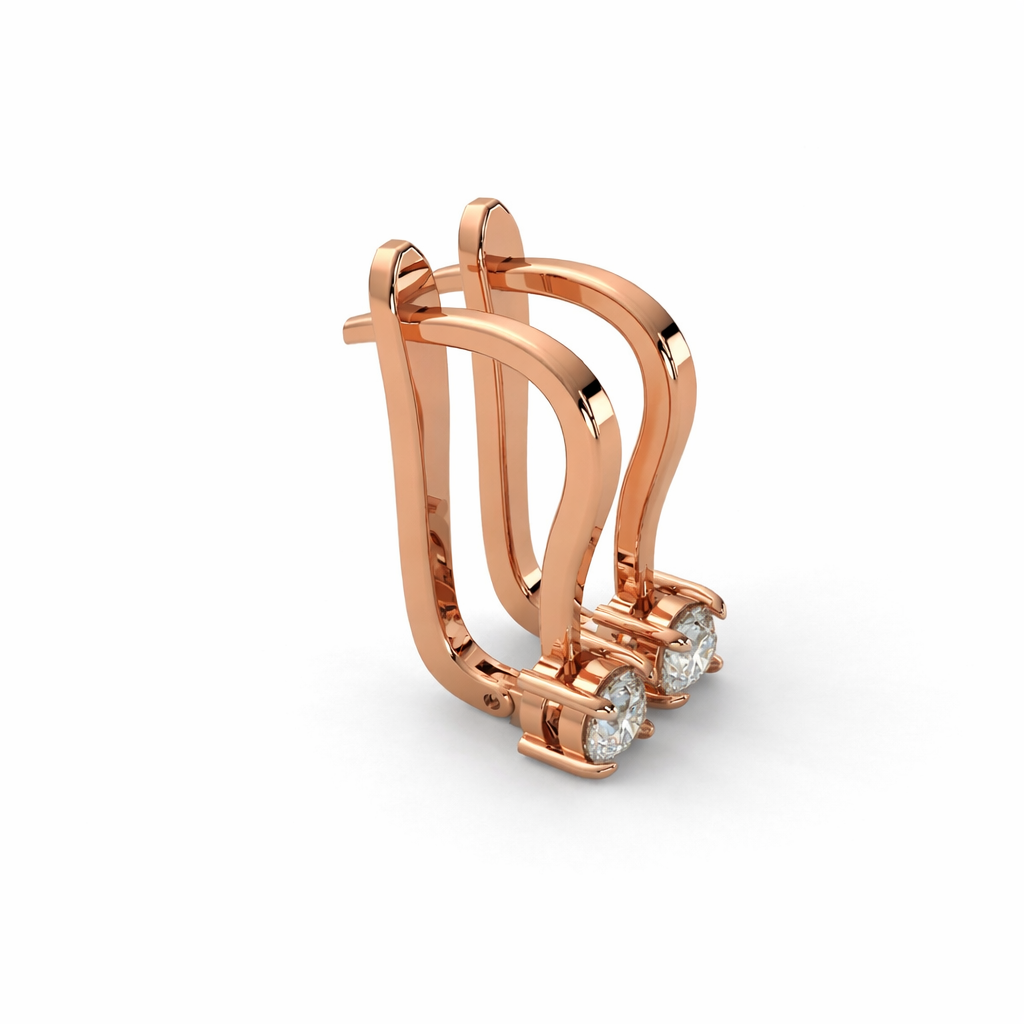     Rose gold natural diamond drop-style stud earrings set with round brilliant diamonds