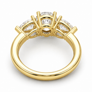 Three Stone Natural Diamond Ring Round Pear Sides