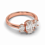 Load image into Gallery viewer, Oval Three-Stone Natural Diamond Ring Oval Sides
