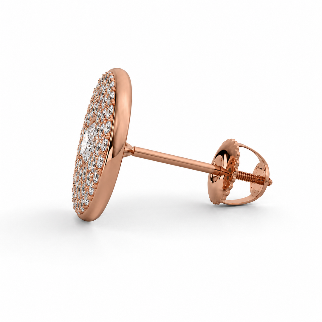 Triple Halo Natural Diamond Stud Earrings