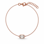 Load image into Gallery viewer, Emerald-cut lab-grown diamond bezel bracelet in rose gold