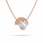 Load image into Gallery viewer, Asymmetry lab-grown diamond pendant necklace in rose gold, front view